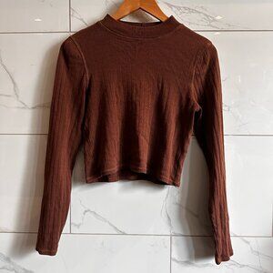 American Eagle Ribbed Mock Neck Long Sleeve Top